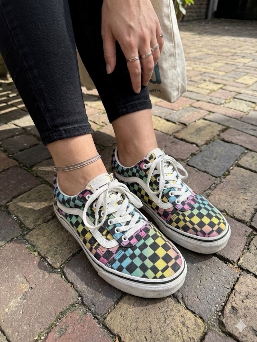 🧡| Vans Checkerboard Rainbow Slip-On Style Sneakers - Multicolor